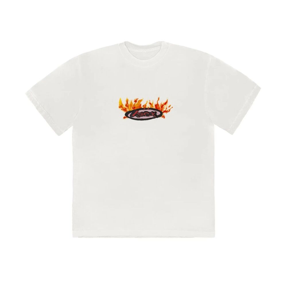 Travis Scott Cactus Jack Flame T-Shirt Men's XL White Streetwear